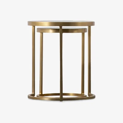 John Lewis Gallery Direct Thurne Nest of 2 Glass Tables, Clear/Gold