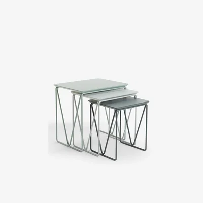 John Lewis John Lewis & Partners Insert Nest of 3 Tables, Grey/Dusty Green
