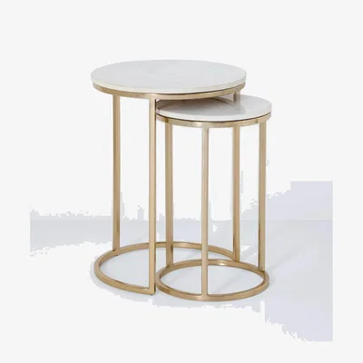 John Lewis John Lewis Plaza Marble Topped Nest of 2 Tables, White