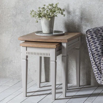 Knees Emily Mahogany Nest of 2 Tables - Taupe
