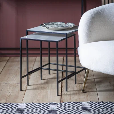 Knees Calgary Metal Nest of 2 Tables - Black