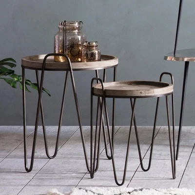 Knees Nuffield Light Fir Wood Nest of 2 Tables