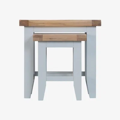Knees Terranostra Oak Nest of 2 Tables - Millstone Grey