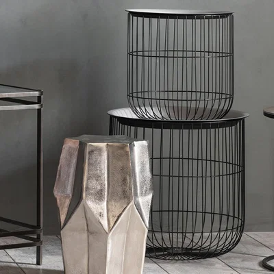 Knees Joey Metal Nest of 2 Side Tables - Black