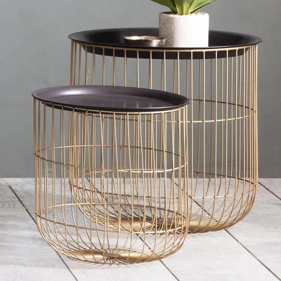 Knees Whittle Metal Nest of 2 Side Tables - Gold