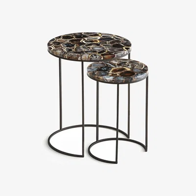 La Redoute Set of 2 Anaximène Agate & Metal Nesting Side Tables