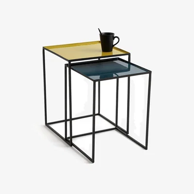 La Redoute Set of 2 Tivara Square Nesting Side Tables in Steel