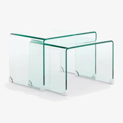 La Redoute Joan Nesting Tables in Tempered Glass