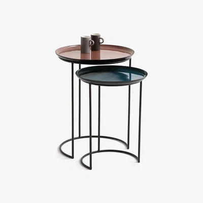 La Redoute Set of 2 Tivara Round Nesting Side Tables in Steel