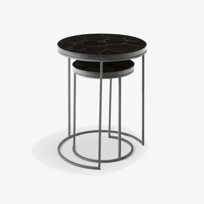 La Redoute Set of 2 Anaximène Agate & Metal Nesting Side Tables