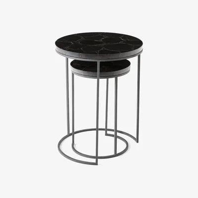 La Redoute Set of 2 Anaximène Nesting Side Tables in Agate & Metal