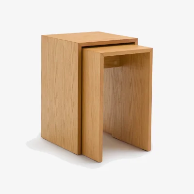 La Redoute Set of 2 Mendo Oak Veneer Nesting Side Tables