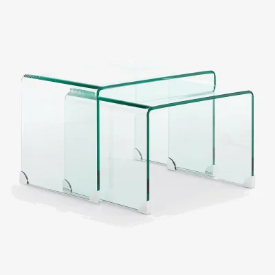 La Redoute Joan Nesting Tables in Tempered Glass