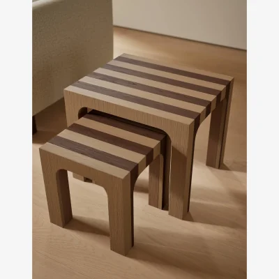 Marks & Spencer M&S Striped Nest of Tables Natural Mix