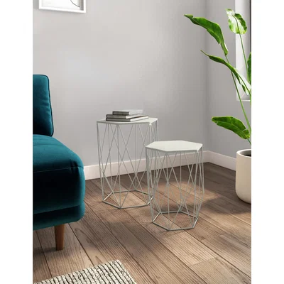 Marks & Spencer M&S Loft Wire Nest of Tables - White, White