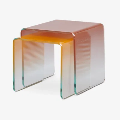 Made.com Hesta Nesting Side Tables, Mango & Copper Beech Ombre Glass