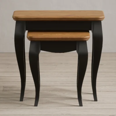 Oak&More Chateau Noir Oak and Black Painted Nest Of Tables