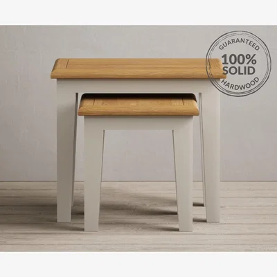 Oak&More Weymouth Oak and Soft White Painted Nest Of Tables