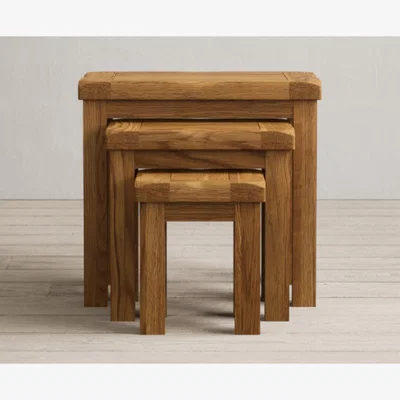 Oak&More Country Rustic Solid Oak Nest Of Tables