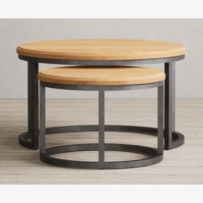 Oak&More Loft Solid Oak Round Nest of Tables