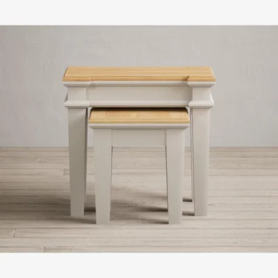 Oak&More Lawson Oak and Soft White Painted Nest Of Tables
