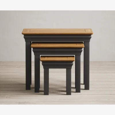 Oak&More Charwood Oak and Charcoal Painted Nest of Tables