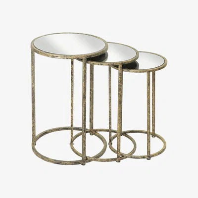 Olivia's Mindy Brownes Mirror Top Nest of Tables - Set of 3
