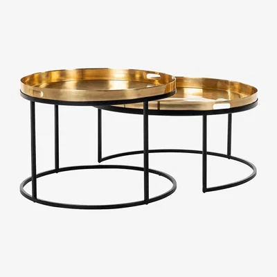 Olivia's Richmond Dustin Gold And Black Nest Table