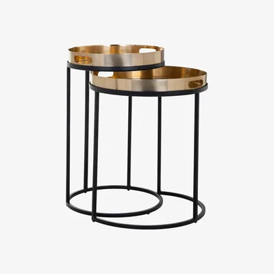 Olivia's Richmond Lewis Gold And Black Nest Table