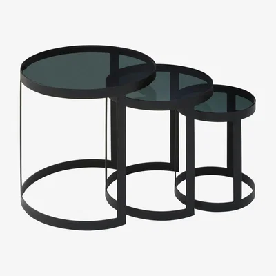 Olivia's Olivia's Set of 3 Corrin Nest of Tables in Black Powder Coated Finish