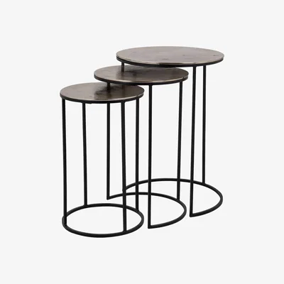 Olivia's Richmond Nolan Champagne Gold And Black Nest Table | Outlet
