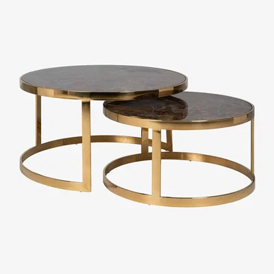 Olivia's Richmond Conrad Brown And Gold Nest Table