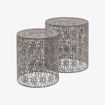 Olivia's Libra Metal Fretwork Nest Tables Grey/Purple