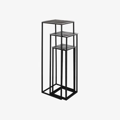 Olivia's Hill Interiors Farrah Collection Set of 3 Large Display Tables in Silver