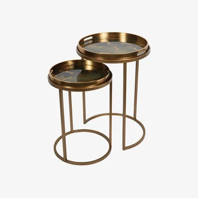Olivia's Libra Interiors Retro Pattern Set of 2 Side Tray Tables