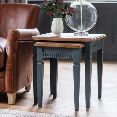 Olivia's Gallery Direct Bronte Nest of 2 Tables in Storm Blue