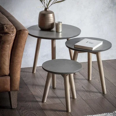 Olivia's Gallery Interiors Hudson Living Set of 3 Bergen Scandi Tables in Grey | Outlet