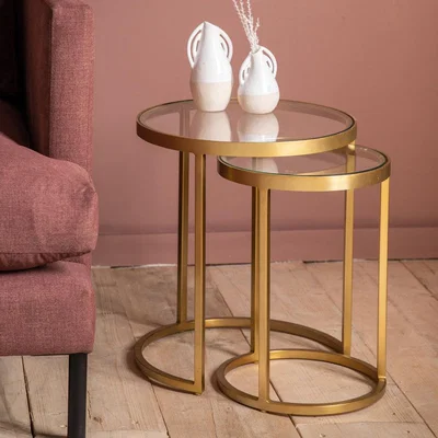 Olivia's Gallery Interiors Egemen Nest of Two Tables Gold