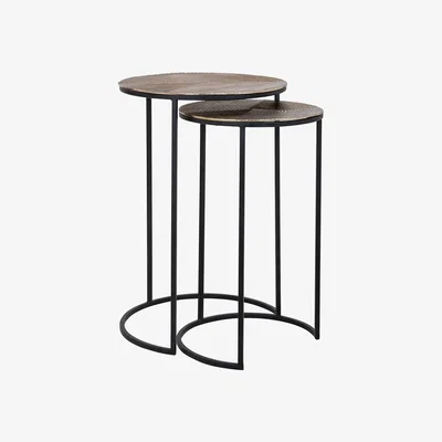 Olivia's Richmond Lohan Gold And Black Nest Table | Outlet