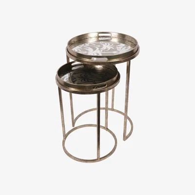 Olivia's Libra Interiors Palm Tree Set of 2 Side Tray Tables