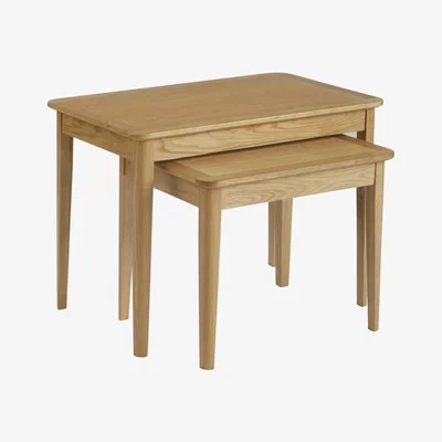 Downtown Hardwick Oak Nest Of Tables In LightWood