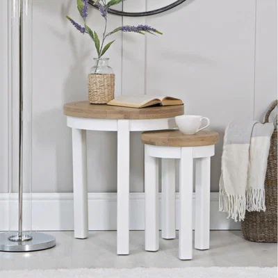 Downtown Easton Round Nest of 2 Tables - White