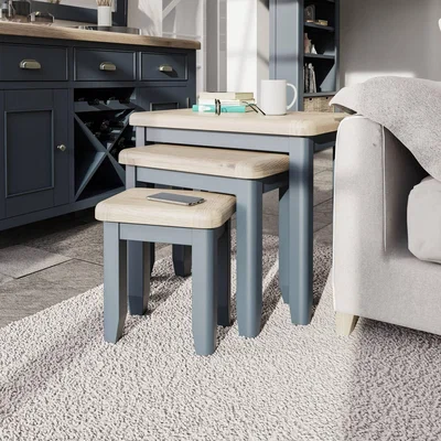 Downtown Downtown Hexham Painted Blue Nest Of 3 Tables