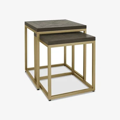 Downtown Vancouver Fumed Oak Nest Of Lamp Tables