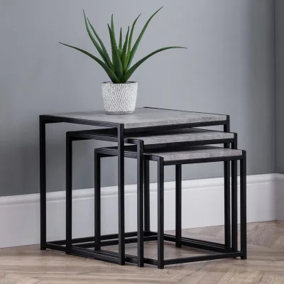 Downtown Julian Bowen Staten Concrete Nest Of 3 Tables In Grey