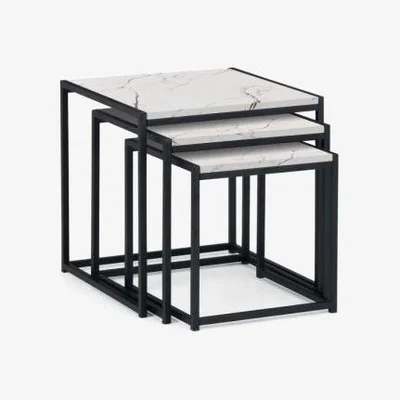 Downtown Julian Bowen Tribeca Nest Of 3 Tables - White Marble