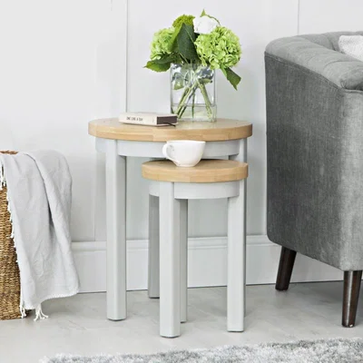 Downtown Easton Round Nest of 2 Tables - Grey