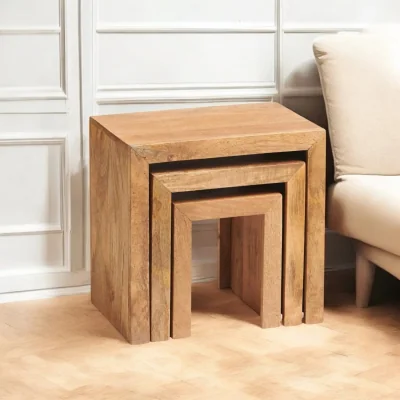 OAT Home Tibradden Wooden Nest Of 3 Tables