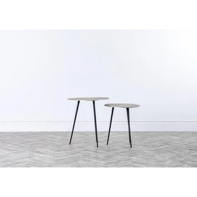 Perch and Parrow Aubrey Nesting Tables, Silver