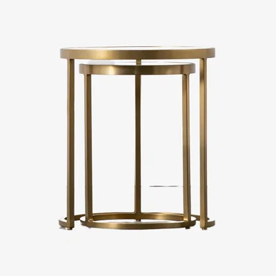Perch and Parrow Rosalind Nest of Two Tables in Gold